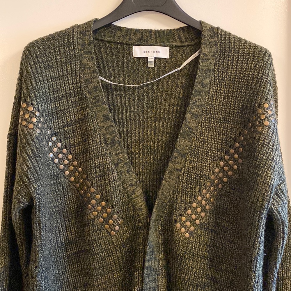 John + Jenn Cardigan Sweater in Olive Green